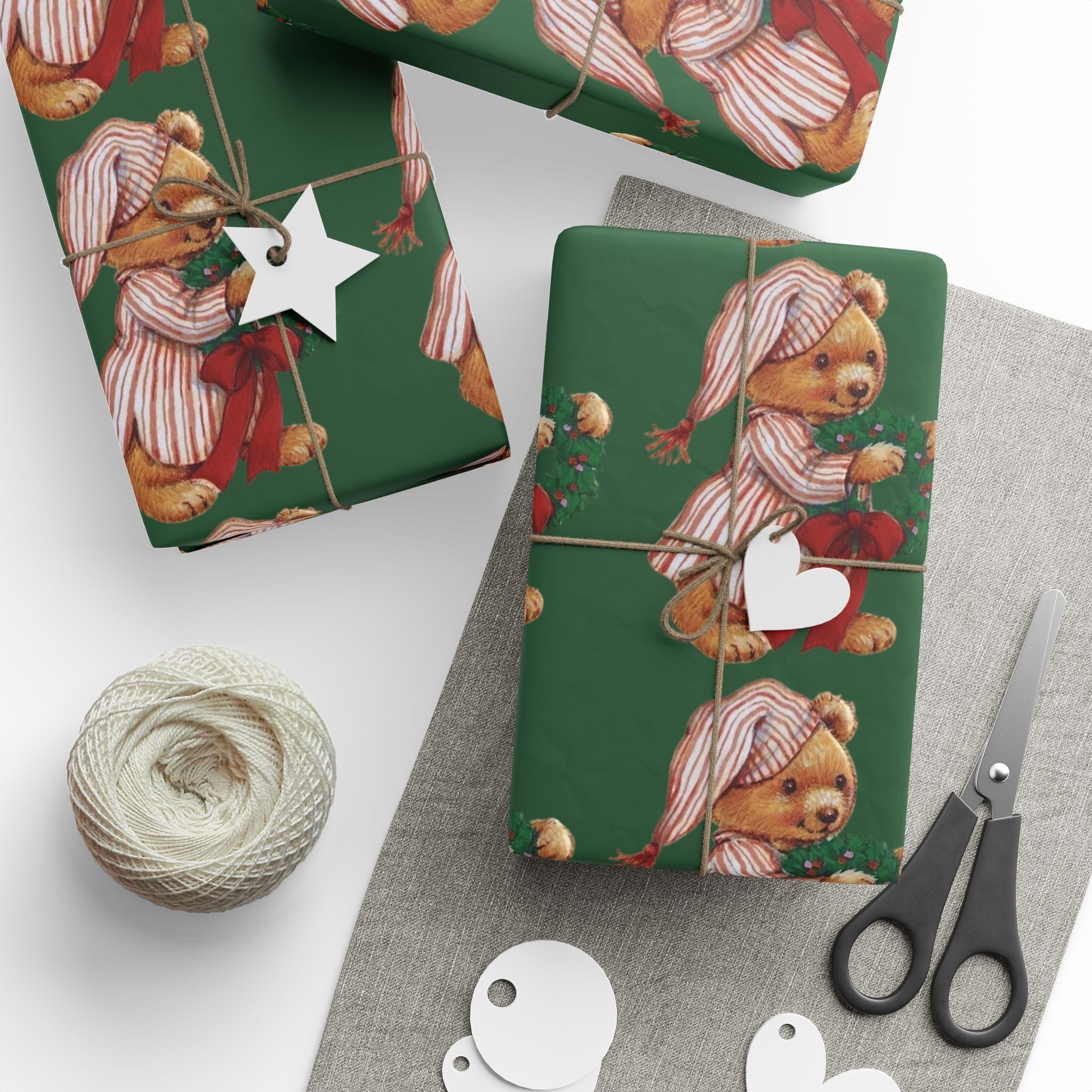 Vintage Christmas Teddy Bear - Wrapping Paper