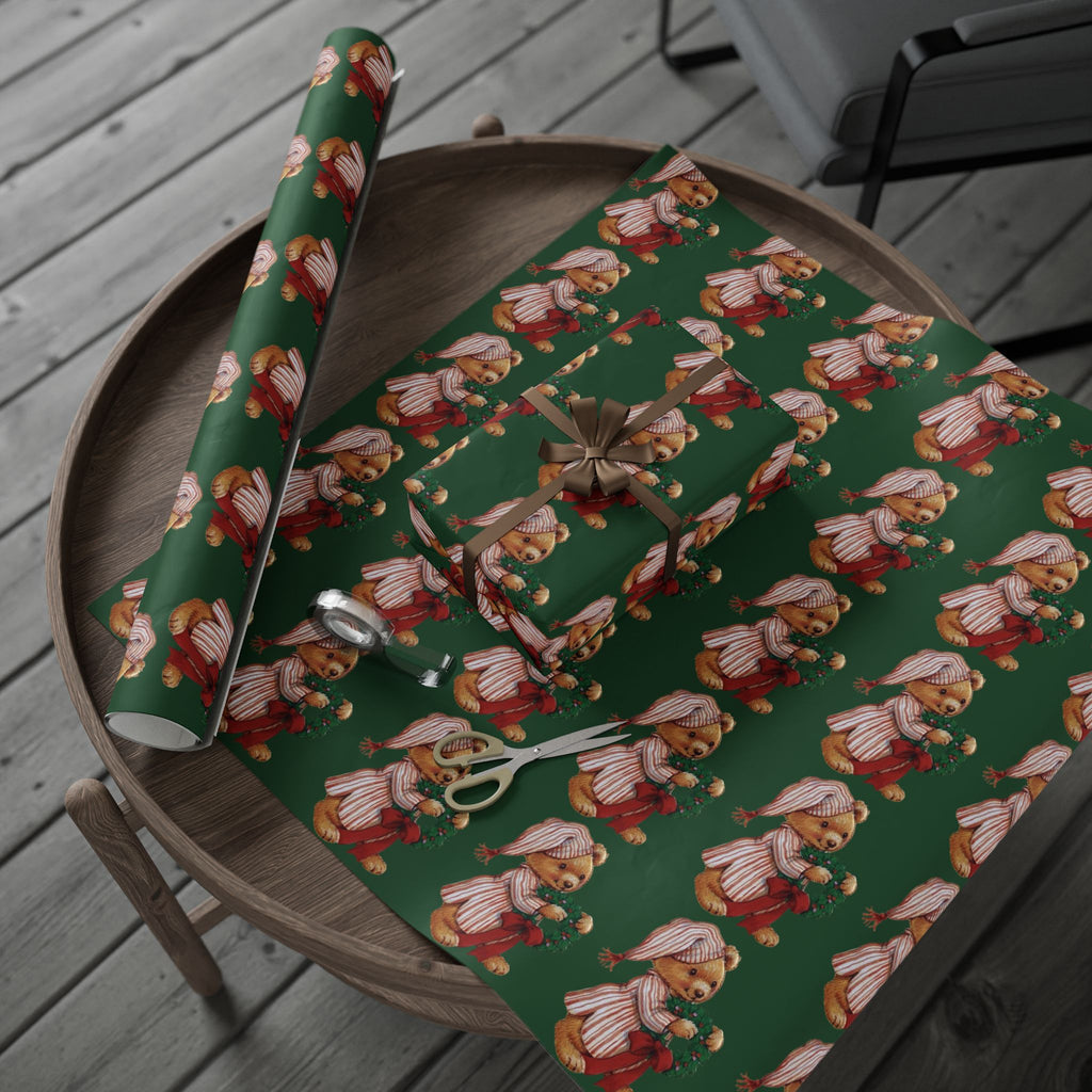 Vintage Christmas Teddy Bear - Wrapping Paper