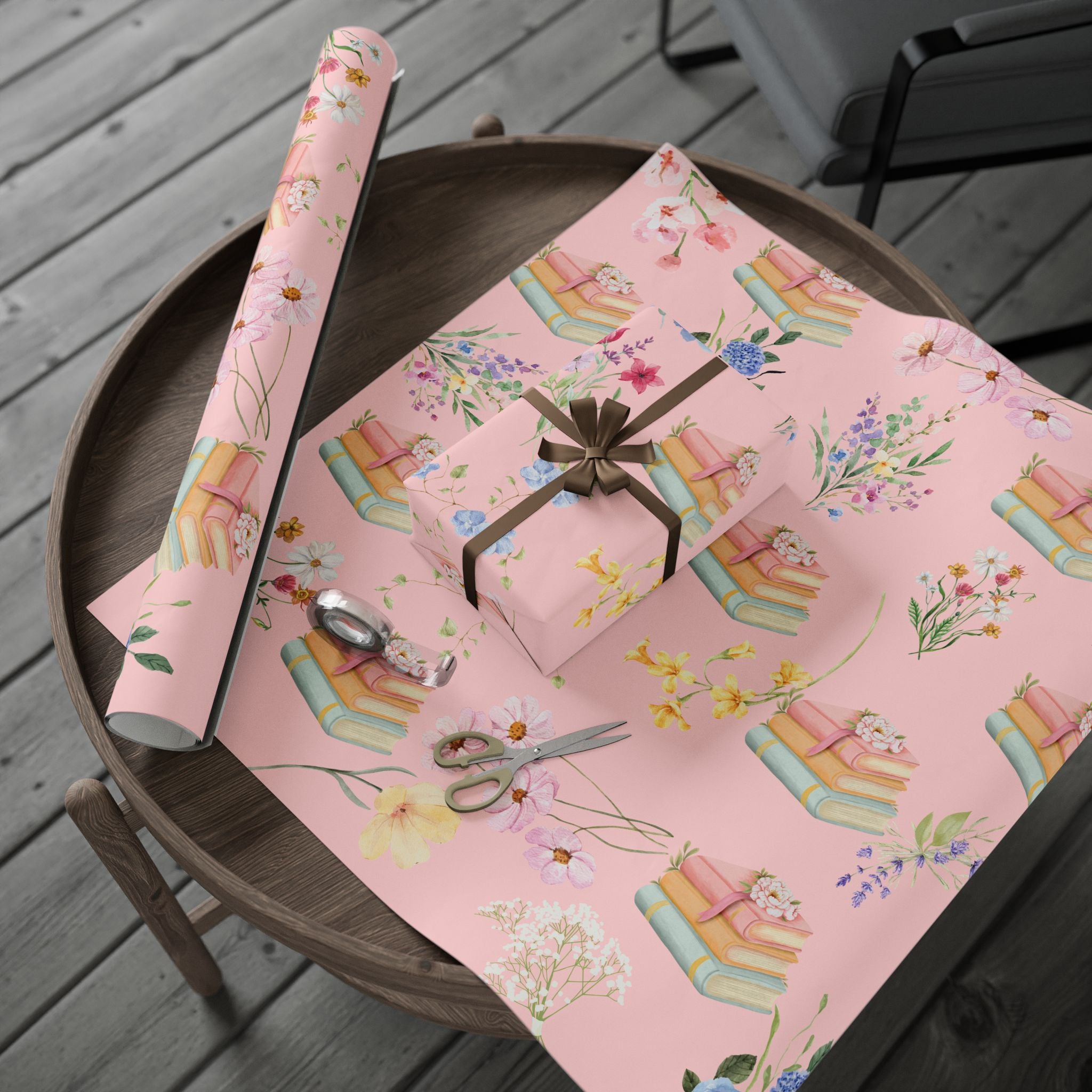 Book & Floral - Wrapping Paper