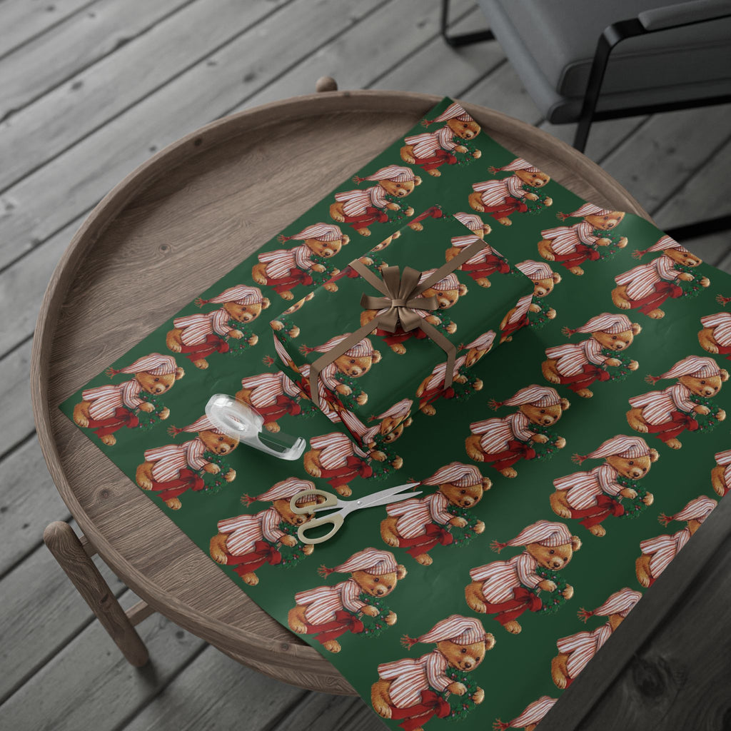 Vintage Christmas Teddy Bear - Wrapping Paper