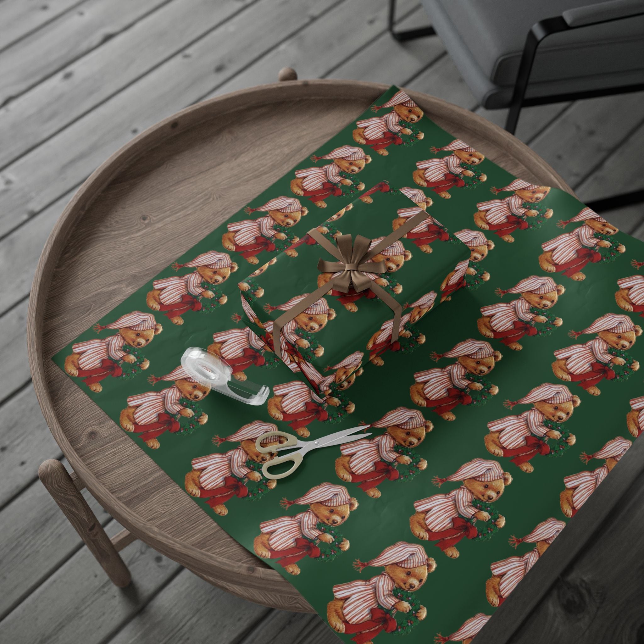 Vintage Christmas Teddy Bear - Wrapping Paper